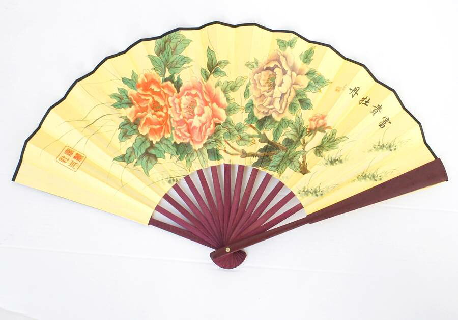 牡丹柄 扇子 33cm 223007 大きさ：33cm 素材：竹＋布製牡丹柄 扇子 33cm 223007 大きさ：33cm 素材：竹＋布製