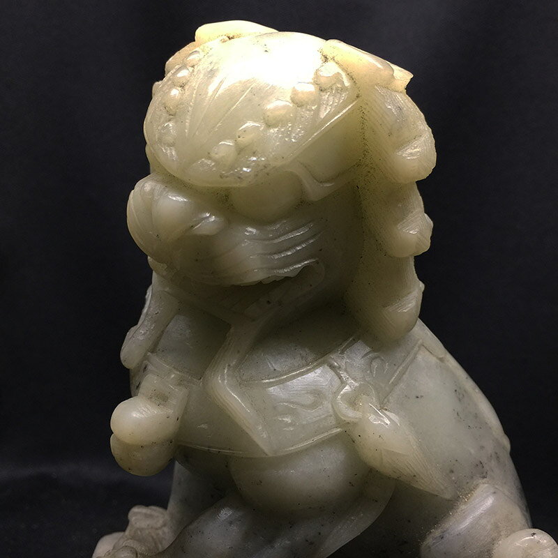玉石獅子一対　iw190101a03
