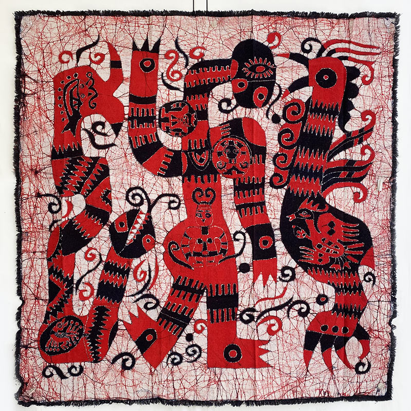 【中国工芸】ろうけつ染め 蛇と鶏iw100514a29