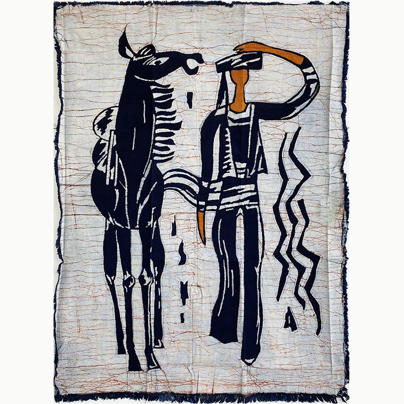 【中国工芸】ろうけつ染め 馬と人iw100514a34