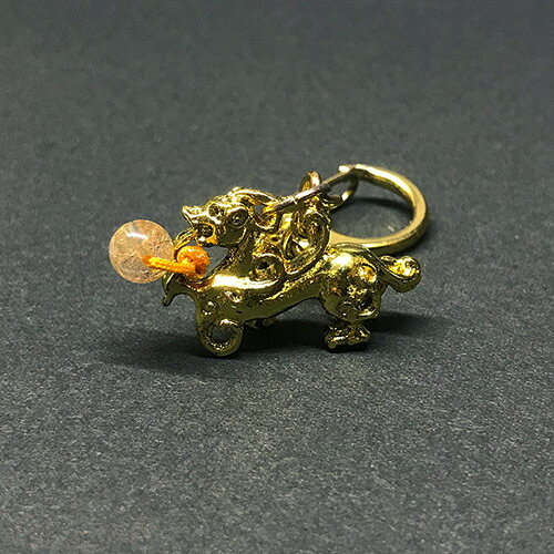 風水キーホルダー貔貅ひきゅうルチル玉付　iw210509a05