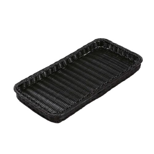 PPラタン ベーカリーバスケット 薄型20型 ブラック BB-4020-BK 幅400×奥行200×高さ35(mm)/業務用/新品/小物送料対象商品