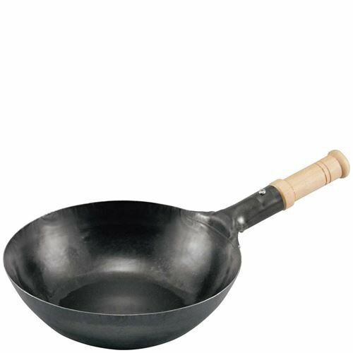 山田 鉄木柄中華片手鍋 39cm 底平型 IH用(板厚2.3mm) 業務用/新品/小物送料対象商品