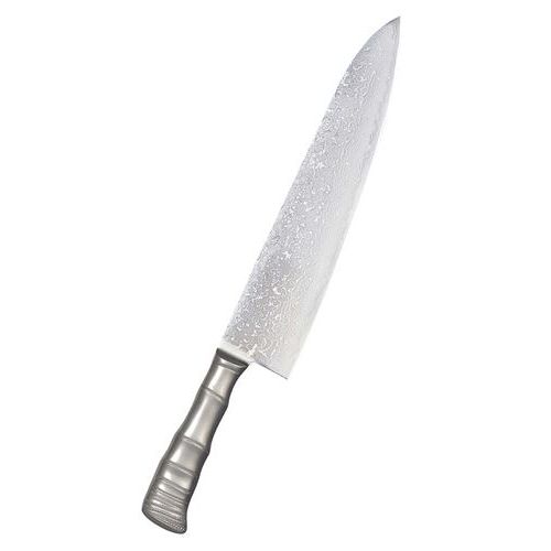 商品情報商品名：響十 竹シリーズ 牛刀 TKT－1105 21cmメーカー型番：7643200JANコード：4906496708351入り数：1サイズ(外寸mm)：340サイズ(内寸mm)：-重量：230g材質：ダマスカス鋼鍛造(ステンレススチール・Mo-Vスチール) ハンドル：18-8ステンレススチール洗浄機：○刃渡り：21cm商品について●ダマスカス鋼の由来。ダマスカス鋼は、インド産のウーツ鋼を使用し、シリアのダマスカスで刀剣などに鍛造されたことから、この名がついた。最大の特徴は、坩堝の中で溶けた鋳鋼が凝固する際に生じた独特の模様で、製法を知る者はごくわずか。十字軍時代にはその神秘的な美しさと貴重さから、名刀として珍重された。この模様を再現したのが、現在のダマスカス鋼である。●両刃配送料について【ご注意】画面上の色はブラウザやご使用のパソコンの設定により実物と異なる場合があります。