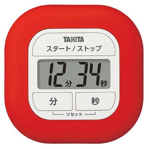 商品情報商品名：タニタ デジタルタイマー TD−420 レッドメーカー型番：1141610JANコード：4904785042827入り数：1サイズ(外寸mm)：幅86 高さ86 奥行27サイズ(内寸mm)：-重量：95g材質：ABS PMMA シリコーンゴム測定・調節温度範囲能力：最大99分59秒　1秒単位電源：DC3V 単4形乾電池(R03)×2色：レッド製造生産国製造物を生産した国：中国特記事項電池で動くか：YES有害な物質や危険物・または消防法・航空法上で危険物として規制されていますか？：No商品について●調理ラップをきれいに装着することができるタイマー●水滴、油、粉末を防ぎ、洗う手間がいらない。●ラップを装着することで水滴・油汚れ・粉じんなどの付着を軽減●ピタッときれいにラップを装着できる。●汚れたラップを交換するだけなので、お手入れも簡単。●使いやすい大きいボタン。●マグネット付き配送料について配送料金は、「小物送料」と記載のある商品総額が15,000円未満の場合、別途送料として800円（税別）頂戴いたします。北海道1,500円（税別）、沖縄2,000円（税別）頂戴いたします。東京都島しょ部、離島については、ご注文後に改めて送料をお見積り致します。予めご了承下さい。ご注文前にあらかじめ配送料金を確認されたい場合は、ご購入希望点数、配送先ご住所をご明記頂き、上部「［？］お問い合わせ」フォームよりご連絡下さいますようお願い致します。【ご注意】画面上の色はブラウザやご使用のパソコンの設定により実物と異なる場合があります。