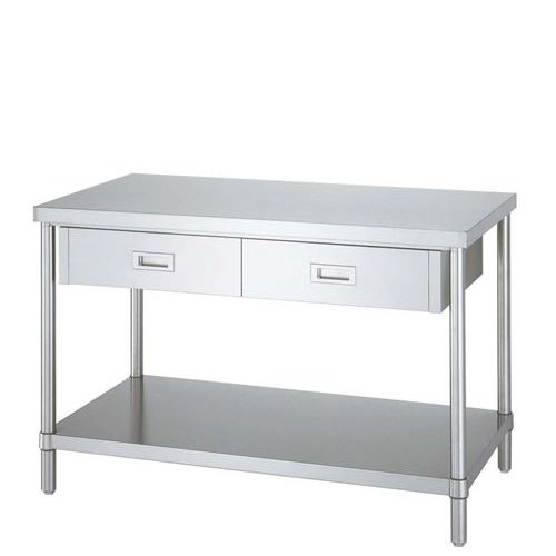 商品情報商品名：パイプ脚 作業台 ベタ棚仕様 片面引出付 WDB－7545メーカー型番：6647900JANコード：-入り数：1サイズ(外寸mm)：750×450×H800サイズ(内寸mm)：-重量：22.5kg材質：SUS430要組立て：○商品について●小さく運んで、大きく使えるノックダウン方式採用。水切れの良いスノコ棚と収納安定性に優れたベタ棚の2タイプ。強さと美しさに便利さを加えた、ノックダウン方式(現地組立方式)で登場。●組立は簡単。重ねる、ネジ込む、取り付ける、起こす、とすべての作業が簡単です。●美しく、頑丈なパイプ脚。美しく、スマートなパイプ脚は、外径φ38、強度と安全性にも優れています。●搬入が楽。天板部分・棚・パイプ足はそれぞれ別々にコンパクトに梱包されていますので搬入が楽で、搬入口が狭い現場でも気になりません。●低価格を実現。生産、加工の一貫体制の確立により、ハイレベル、ローコストでお届けします。●引き出し数：1配送料について※この商品は、全国 配送料無料 にてお届けいたします。※北海道・沖縄・離島や一部地域では追加配送料が発生致します。自動配信メールの金額に、配送料金は含まれておりません。ご注文内容の確認後、納期と配送料金につきまして、ご連絡させて頂きます。※ご注文前に配送料金の確認をご希望の方へ。「お問い合わせボタン」から、お求めの商品数・配送先のご住所をご記入頂き、お問い合わせ下さいます様お願い致します。