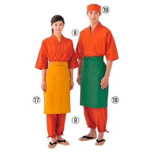 作務衣パンツ EL3379－3(男女兼用)橙 3L/業務用/新品/小物送料対象商品