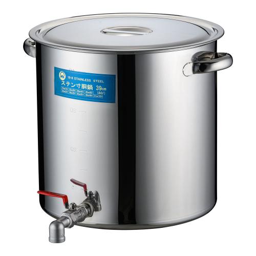 SA18-8蛇口付寸胴(目盛付) 39cm 20A3/4インチ/業務用/新品/送料無料