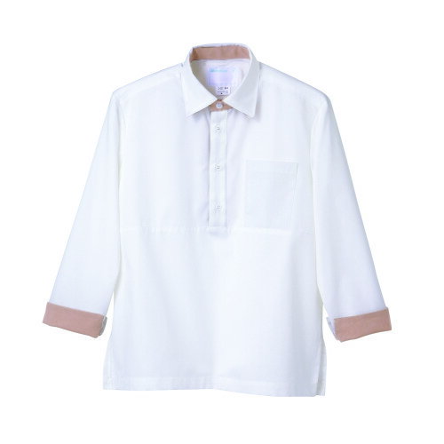 プルオーバー 兼用 長袖 2-321 (白/レンガ) /プロ用/新品/小物送料対象商品