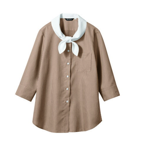 ブラウス レディス 7分袖 WC2231-7 (ブラウンチェック/白) /プロ用/新品/小物送料対象商品