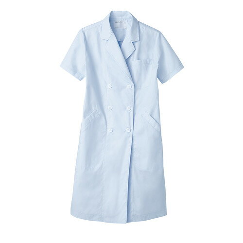 ドクターコート レディス半袖 サックス レディス 51-014/業務用/新品/小物送料対象商品