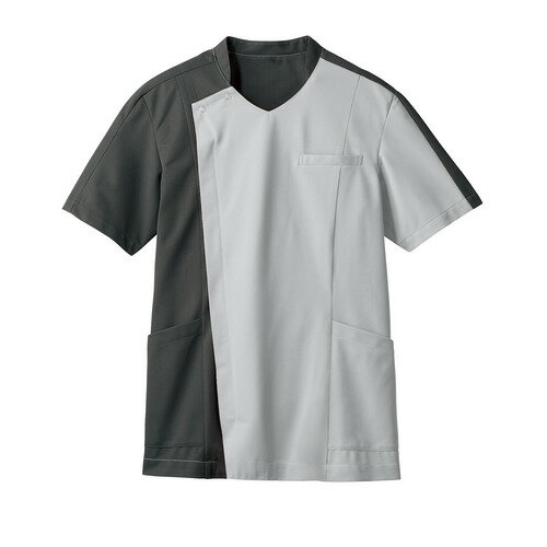 スクラブ メンズ 半袖 シルバーグレイ/チャコールグレイ メンズ 72-1271/業務用/新品/小物送料対象商品