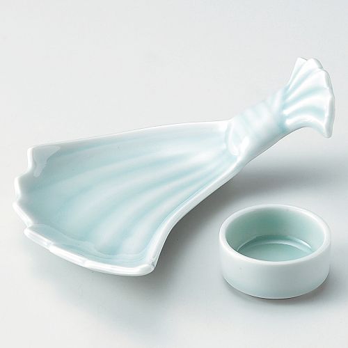 青白磁末広刺身皿 21×16.6×8.5cm 017-168/業務用/新品/小物送料対象商品