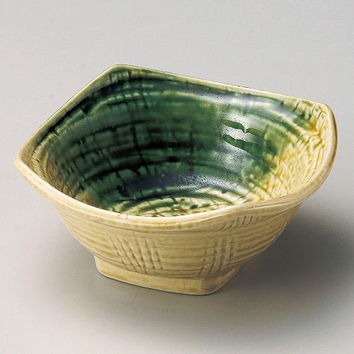 黄瀬戸織部吹3.6角小鉢 φ11×5cm 065-238 (10個入) /業務用/新品/小物送料対象商品