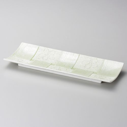 銀彩グリーン一珍市松花長角皿 29.7×11.3×2.5cm 125-018/業務用/新品/小物送料対象商品