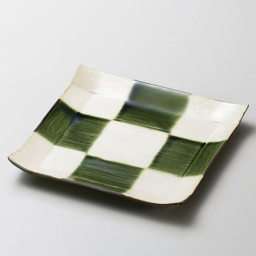 織部市松コヨリ正角皿16.4×16...