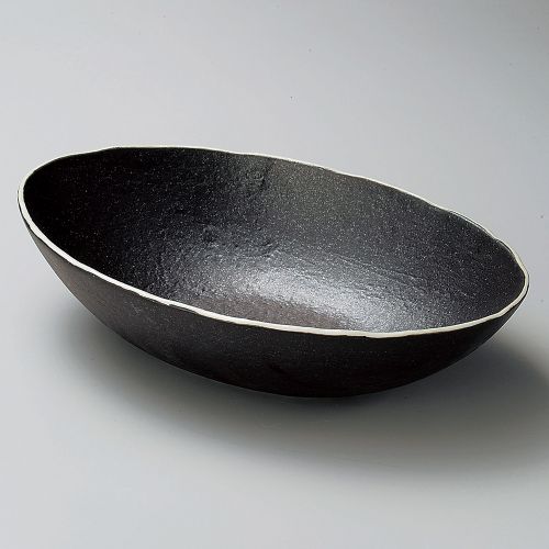 黒釉だ円盛鉢 27×17×6.3cm 259-098/業務用/新品/小物送料対象商品