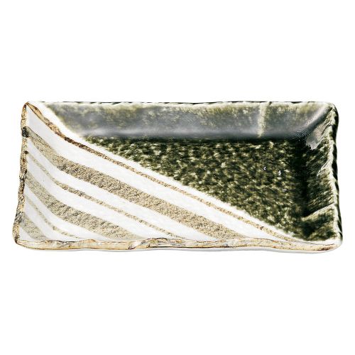 織部ストライプ8.0長角皿21.5...