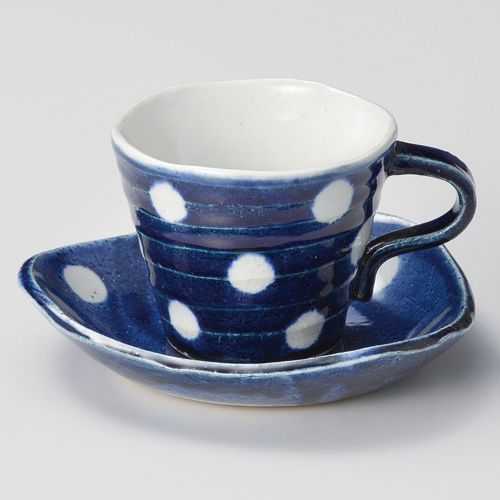 ルリ水玉コーヒー碗皿 12×9×7.2cm(210cc) 608-058/業務用/新品/小物送料対象商品