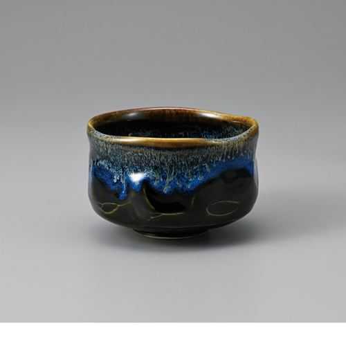 黒ブルー金抹茶碗大/業務用/新品/小物送料対象商品