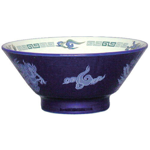 【ラーメン丼 ルリ白竜 切立高台6・5寸丼 10個入 】/業務用/新品 /テンポス