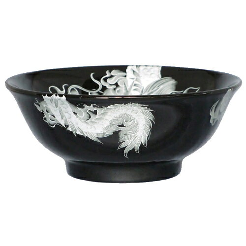 【イングレーズ昇龍白 黒釉丸反7寸丼 10個入 】業務用/新品/送料無料