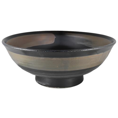 02840980 柚子黒金茶刷毛 6.8反高台丼 20.3×8cm 容量:950cc/業務用/新品/小物送料対象商品