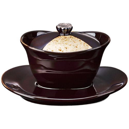 茶釉虹彩リボン銀花ツマミ楕円蒸し碗/業務用/新品/小物送料対象商品