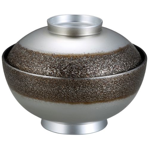 TA4.5寸仙才雑煮椀 絞り墨入れ銀内黒/業務用/新品/小物送料対象商品