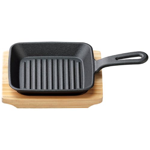 フライパン型角鉄皿19cm(木台付)/業務用/新品/小物送料対象商品