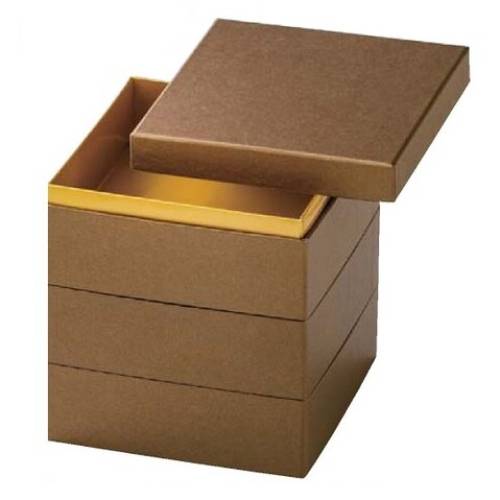 お重箱 5.5寸 紙重 ブロンズゴールド(内金紙) 3段/業務用/新品/小物送料対象商品