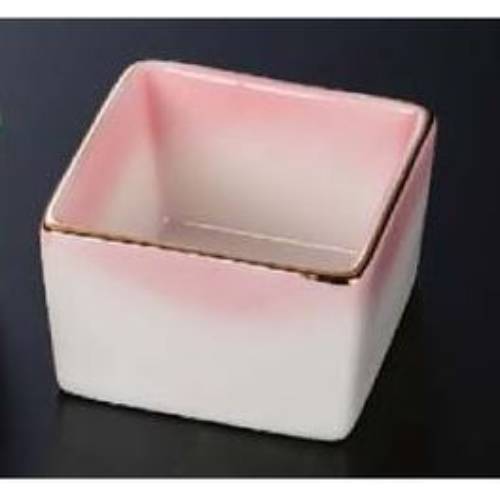 陶器5.7cm角型純珍味入 ピンク吹天金/業務用/新品/小物送料対象商品