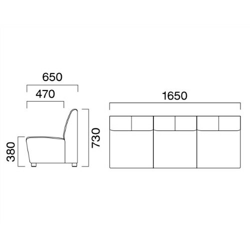 業務用椅子 CRES(クレス) 三人掛ソファー エニティE 張地ランクA 幅1650×奥行650×高さ730(mm) シート高380(mm) /業務用/新品/送料無料