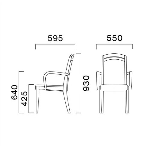 業務用椅子 CRES(クレス) 洋風イス カルコスW 幅550×奥行595×高さ930(mm) シート高425 肘高640(mm)【業務用】【新品】【送料無料】 [2]