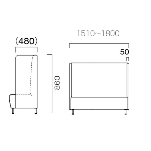業務用椅子 CRES(クレス) マルトルOM-4-A 幅1510～1800×奥行620×高さ860(mm) シート高430(mm) /業務用/新品/送料無料 [2]