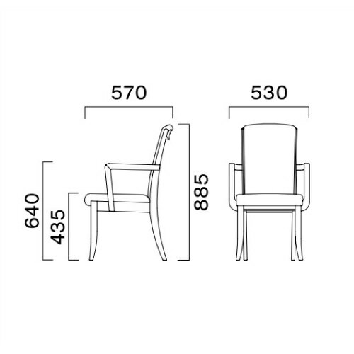 業務用椅子 CRES(クレス) 洋風イス プロテアW 幅530×奥行570×高さ885(mm) シート高435 肘高640(mm)/業務用/新品/送料無料 [2]