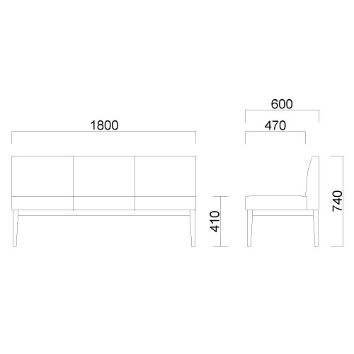 Quon(クオン)ユニゾンイス W1800 ナチュラル/ダークブラウン (別張品) /業務用/新品/送料別途見積 [2]