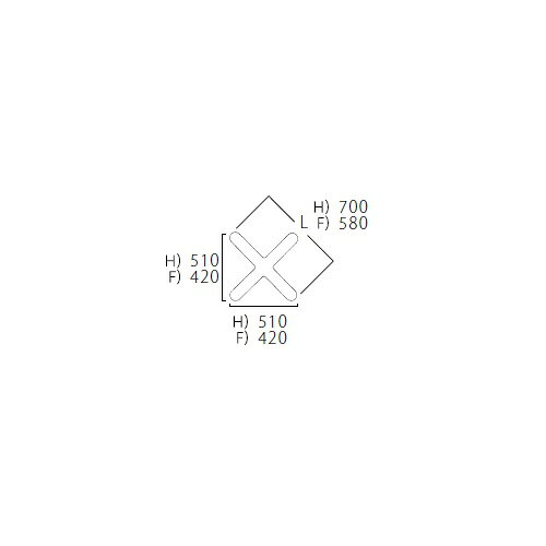 プロシード(丸二金属) テーブル脚 TABLE LEG 十字ベース XL-H(AL)-A 高さ670(mm) ポールφ22×4 受座角240 (mm) 業務用 送料無料 [2]