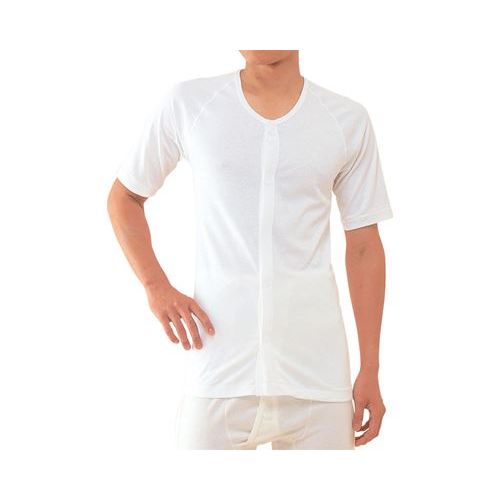 ワンタッチ肌着 紳士用 前開き5分袖/【No.2 L オフホワイト】×1組/業務用/新品/小物送料対象商品