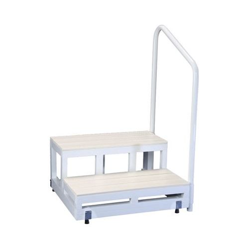 バリアフリー踏台 2段手すり付 高さ17cm/【F2-1T H17×2段 ブルー 右】×1組/業務用/新品/送料無料