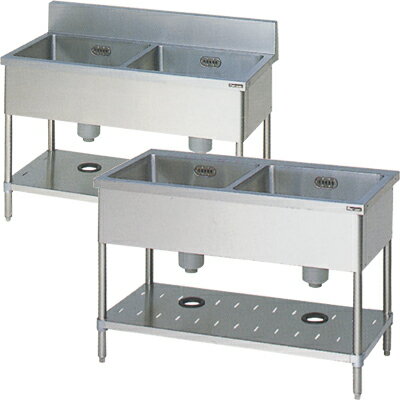 【プロ用/新品】【マルゼン】二槽シンク BS2-104, BS2-104N 幅1000×奥行450×高さ800(mm)【送料無料】