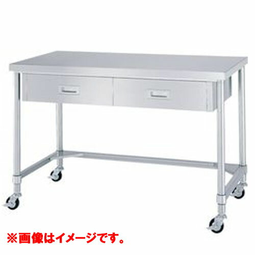 型式：WDTC-9060-U75【シンコー】三方枠仕様　キャスター付引出付作業台　キャスター径:75φ　奥行：600mm【送料無料】