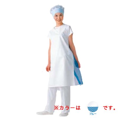 Gingham Aprons - センシア エプロン袖なし（後メッシュ） E1100-1 ブルー/プロ用/新品 /小物送料対象商品