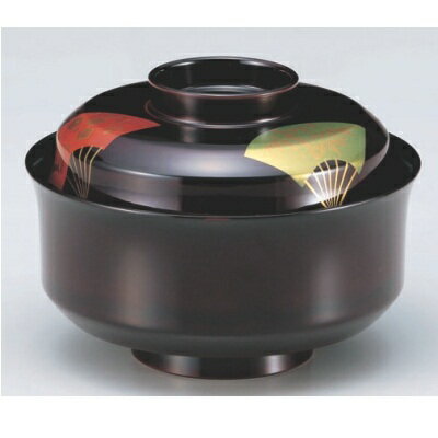 煮物椀 4.5寸天竜寺椀溜三色扇面 SH塗 漆器 高さ70 直径:134/業務用/新品/小物送料対象商品