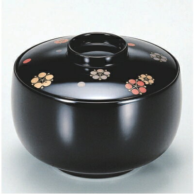 With Lid - 小吸椀 3.5寸利休椀黒梅鉢本漆塗手描蒔絵 漆器 高さ80 直径:103/業務用/新品/小物送料対象商品