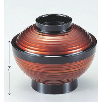 小吸椀 4.2寸平筋椀茶金帯内朱 漆器 高さ70 直径:127/業務用/新品/小物送料対象商品