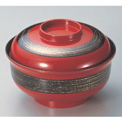 Japanese Soup Bowls - 丼碗 5寸日野丼朱帯黒金かすり 漆器 高さ75 直径:154/業務用/新品/小物送料対象商品