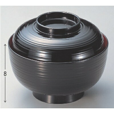 丼碗 5寸平筋丼黒内朱 漆器 高さ80 直径:150/業務用/新品/小物送料対象商品