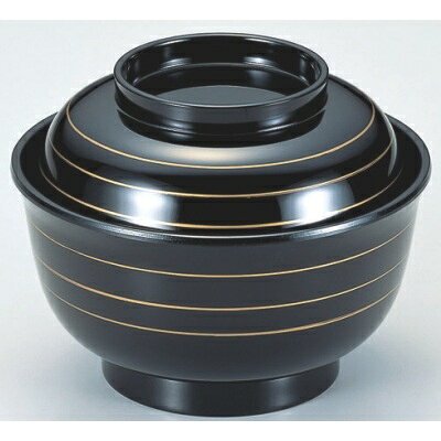 Without Lid - 飯碗 4.5寸美里飯器黒金ライン内黒塗 漆器 高さ75 直径:134/業務用/新品/小物送料対象商品