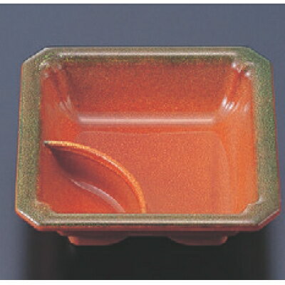 松花堂 隅切タレ付角鉢柿釉 幅113 奥行113 高さ35/業務用/新品/小物送料対象商品